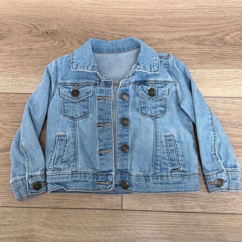 Toddler Girls Upcycled Western Denim Jacket Size 2T